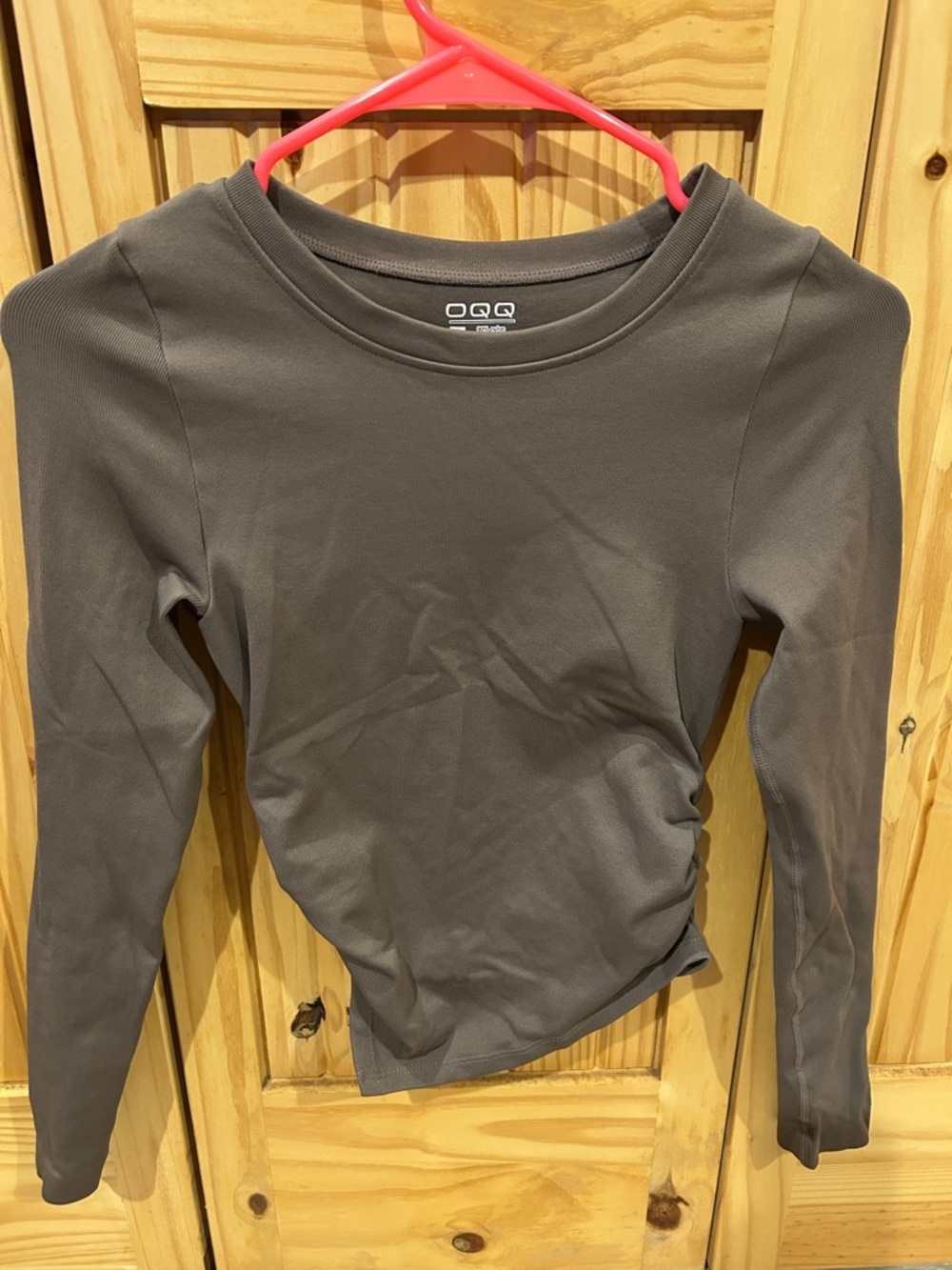 Women's Long-Sleeve Crew Neck Bodysuit in Charcoal Gray
